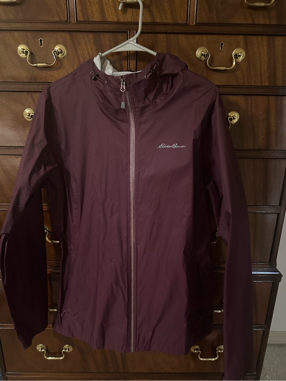 Eddie Bauer Women's Burgundy Hooded Rain Jacket